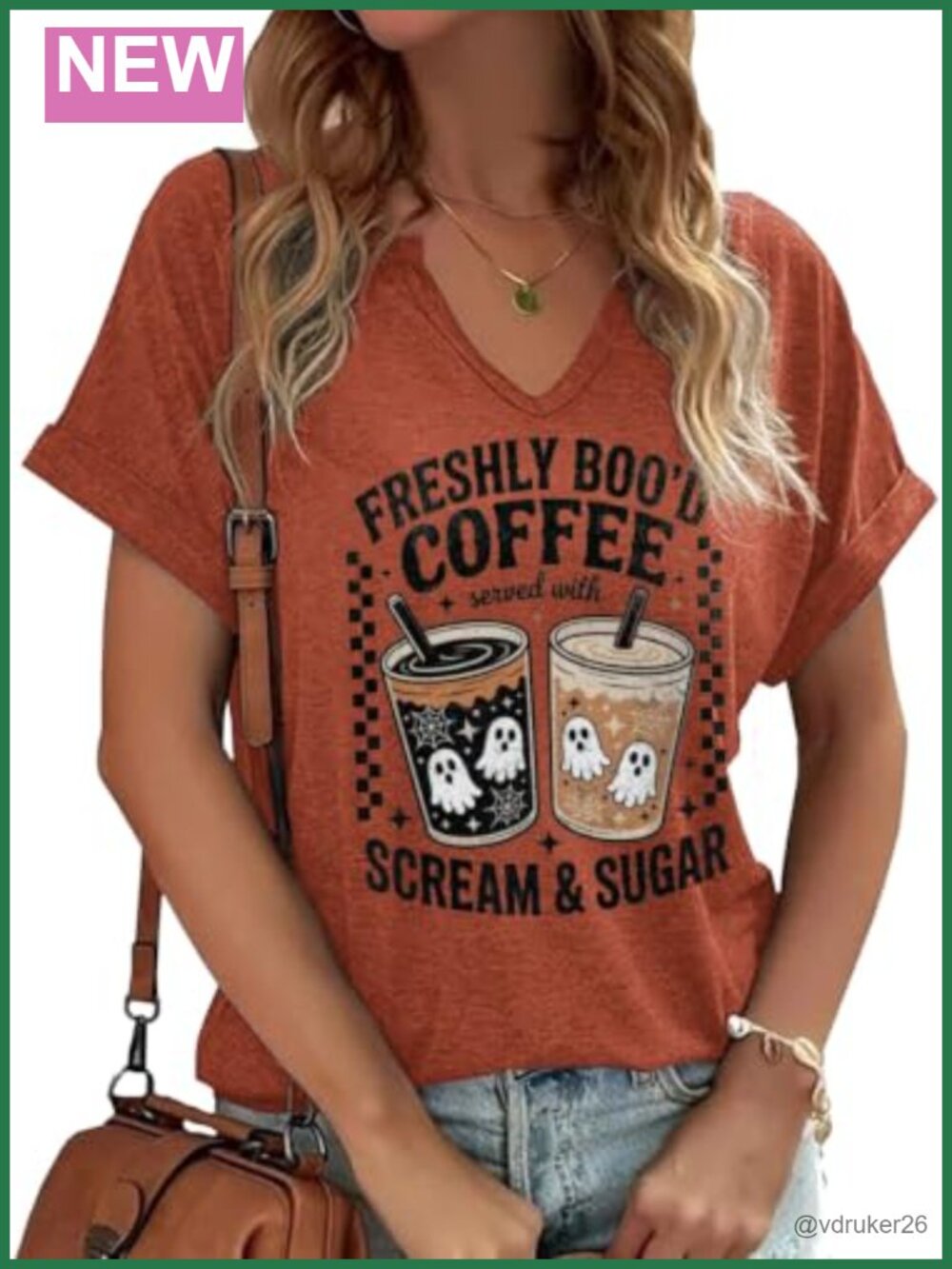 Earlymemb Women Fall Halloween Doodles V Neck Shirt Casual Tee